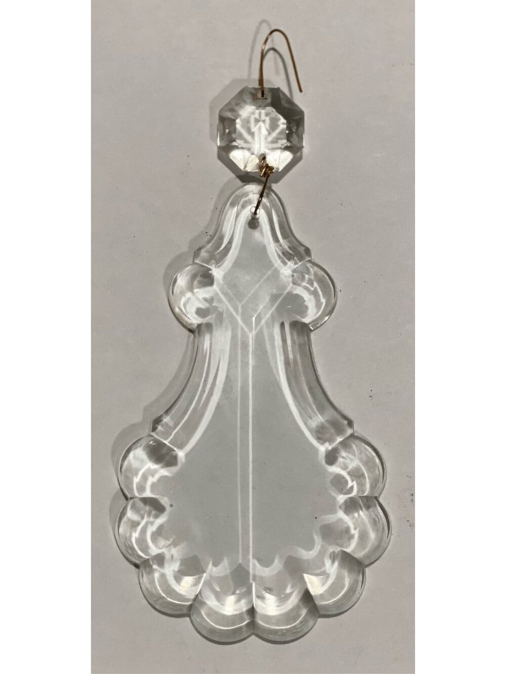 Vintage Clear Chandelier 6” Crystal Cut Scalloped Pendalogue Prism for Chandelie